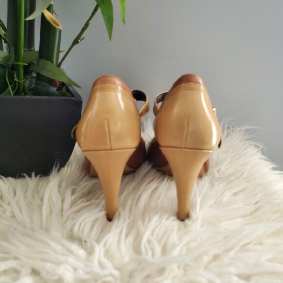 Circa Joan & David Brown Retro T-Strap Pointy Toe Heels Pumps Size 10M - Picture 7 of 14
